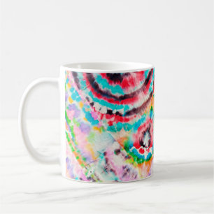 Red Hard Grunge. Shibori Pattern. Golden Brush Gra Coffee Mug