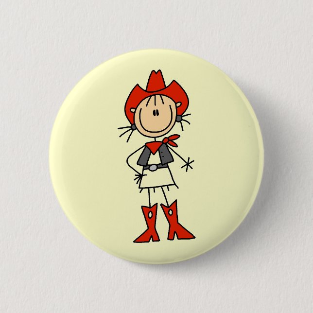 Red Hat Cowgirl Tshirts and Gifts 6 Cm Round Badge (Front)