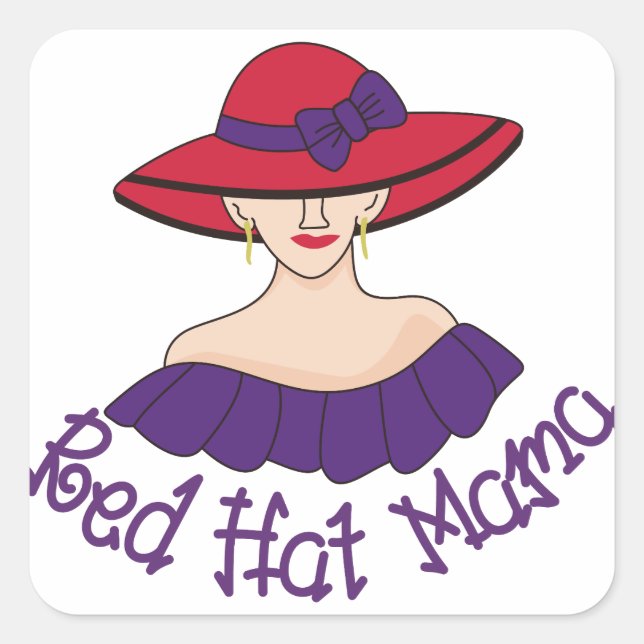 Red Hat Mama Square Sticker (Front)