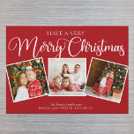 Red Have a Very Merry Christmas Photo Magnet Card<br><div class="desc">Elegant red Have a Very Merry Christmas 3 photo magnet card with beautiful calligraphy in white. This festive classic holiday three family photograph magnetic card features gorgeous script and your name underneath the cute square picture collage.</div>