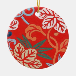 Red Hawaiian Japanese Kimono Ceramic Ornament