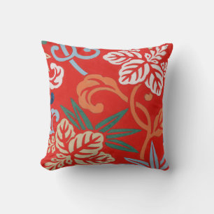 Red Hawaiian Japanese Kimono Cushion