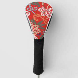 Red Hawaiian Japanese Kimono: Vintage Floral Golf Head Cover