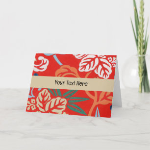 Red Hawaiian Japanese Kimono: Vintage Floral Thank You Card