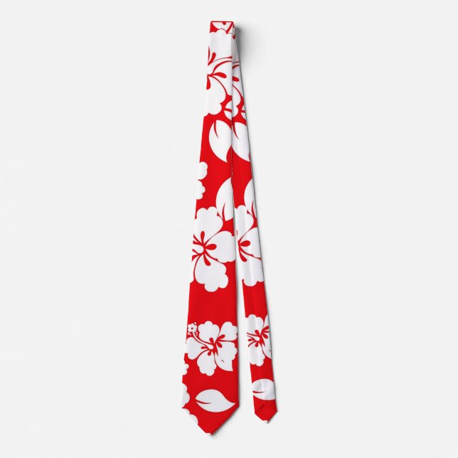 Red Hawaiian Pattern Tie (Front)