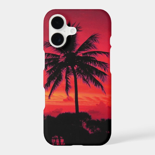 Red Hawaiian Sunset Exotic Palm Trees (Back)