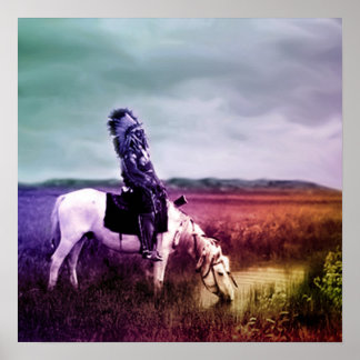 Red Hawk at an Oasis in the Badlands Poster