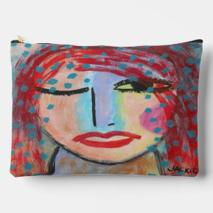 Red Head Abstract Art Accessory Pouch