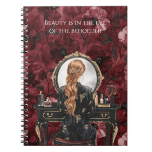Red Head Boudoir Burgundy Floral Notebook