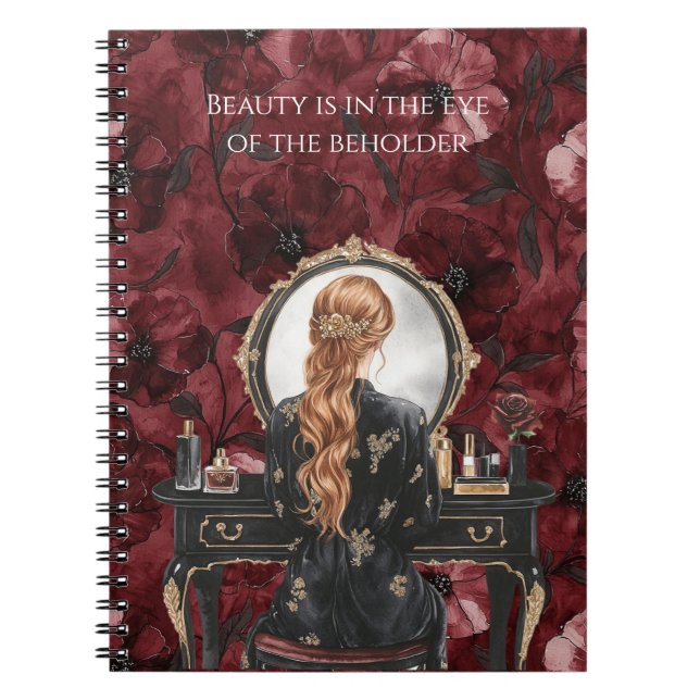 Red Head Boudoir Burgundy Floral Notebook (Front)