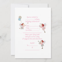 Red Head Fairies Birthday Invitation