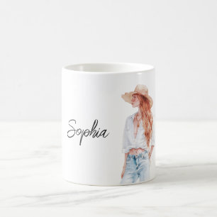 Red Head Female Jeans Coffee Mug