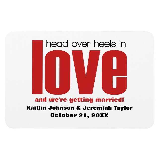 Red Head Over Heels Save the Date Magnet (Horizontal)