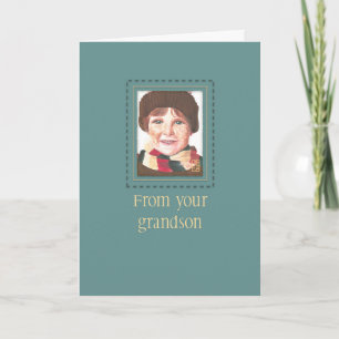 Red-headed Boy on Teal to Grandma Birthday Card