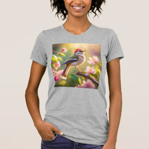 Red Headed Buff Chested Warbler Fantasy Bird T-Shirt