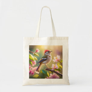 Red Headed Buff Chested Warbler Fantasy Bird Tote Bag