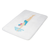 Red Headed Diving Beauty Bath Mat