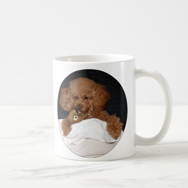 Red Headed Toy Poodle Mug - With Teddy Bear (Right)