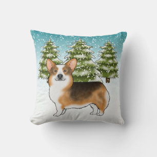 Red Headed Tri Pembroke Corgi Winter Christmas Cushion