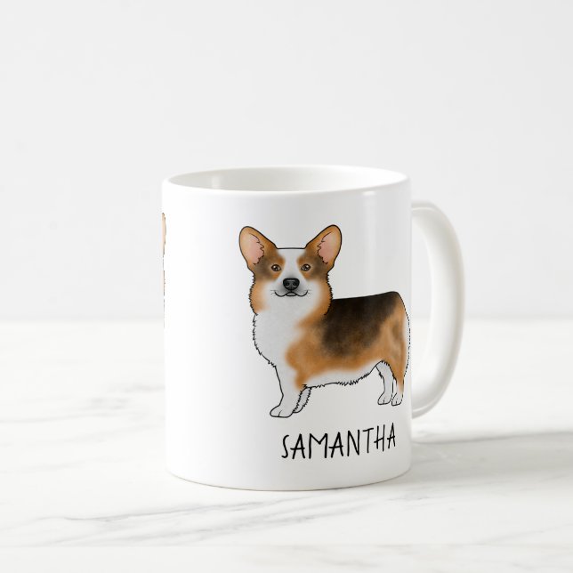 Red Headed Tri Pembroke Welsh Corgi And Your Name Coffee Mug (Front Right)