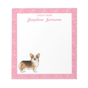 Red Headed Tri Pembroke Welsh Corgi Hearts & Text Notepad
