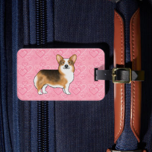 Red Headed Tri Pembroke Welsh Corgi Love Pink Luggage Tag