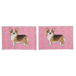 Red Headed Tri Pembroke Welsh Corgi Love Pink Pillowcase