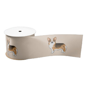 Red Headed Tricolor Pembroke Welsh Corgi Cute Dog Satin Ribbon