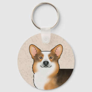 Red Headed Tricolor Pembroke Welsh Corgi Portrait Key Ring