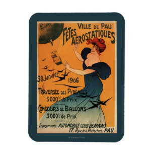 Red-Headed Woman Awaits Balloons Birds Poster Magnet