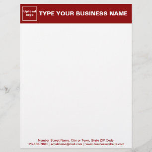 Red Header and Texts on Footer of Business Custom Letterhead