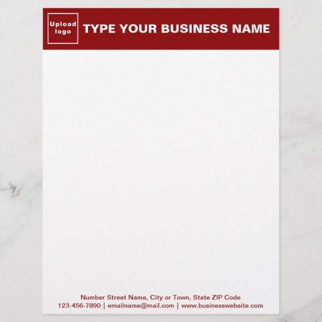 Red Header and Texts on Footer of Business Custom Letterhead (Front)