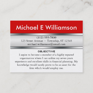 Red Header RESUME Business Cards