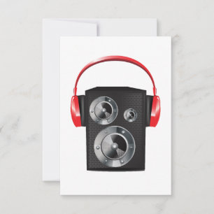 Red Headphones Speaker Graphic Music Audio Invitation