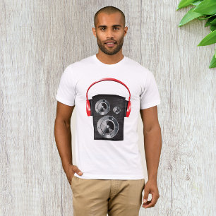 Red Headphones Speaker Graphic Music Audio T-Shirt