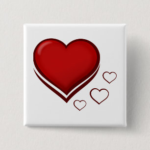 Red Heart 15 Cm Square Badge