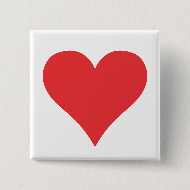 Red heart 15 cm square badge (Front)