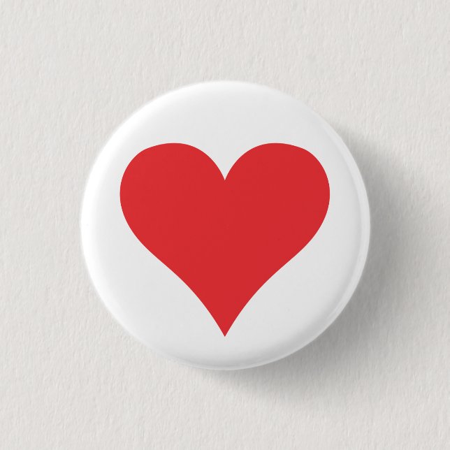 Red heart 3 cm round badge (Front)