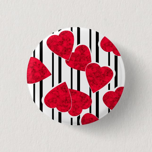 Red heart 3 cm round badge (Front)
