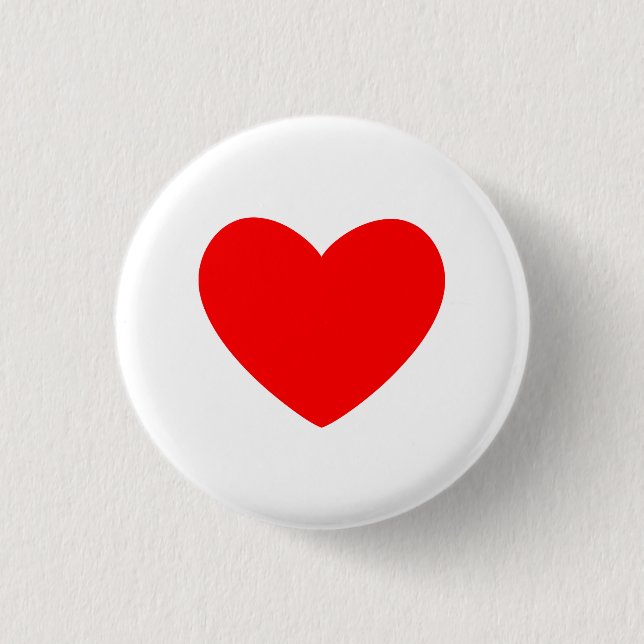 Red Heart 3 Cm Round Badge (Front)
