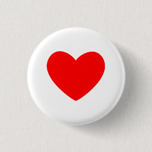 Red Heart 3 Cm Round Badge