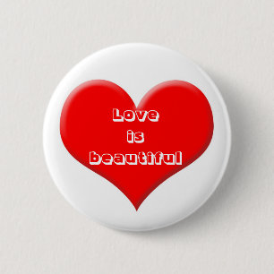 Red heart 6 cm round badge