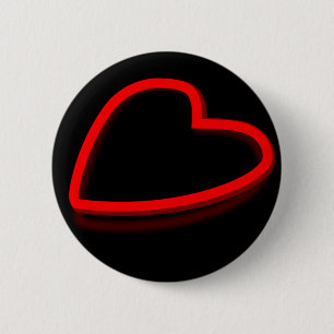 Red heart 6 cm round badge
