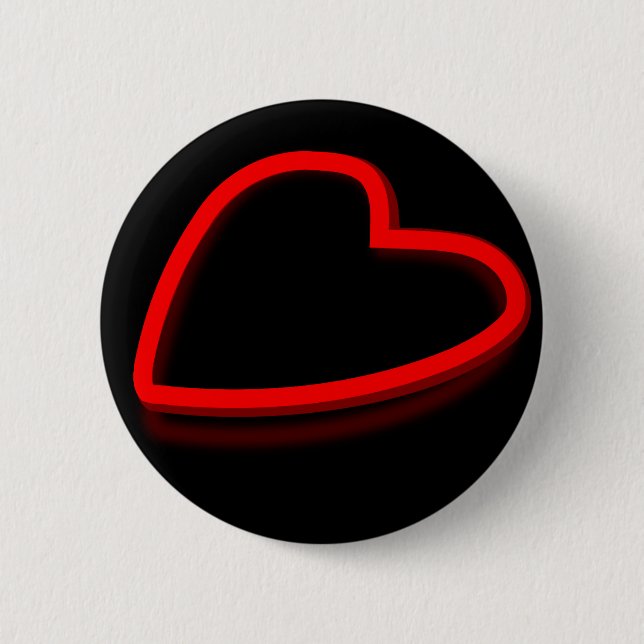 Red heart 6 cm round badge (Front)