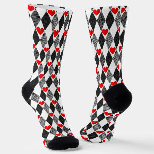 Red Heart Abstract  Socks