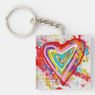 Red Heart Acrylic Keychain