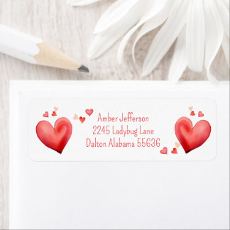 Red Heart Address Labels