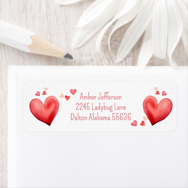 Red Heart Address Labels (Insitu)
