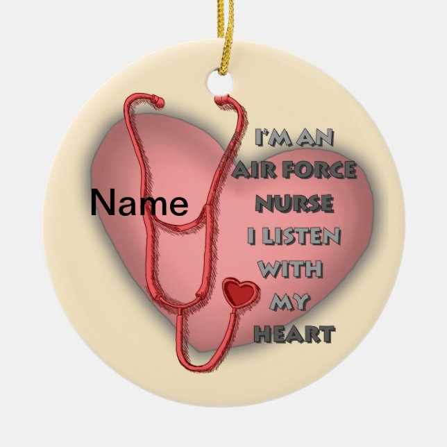 Red Heart Air Force Nurse Ceramic Tree Decoration (Front)