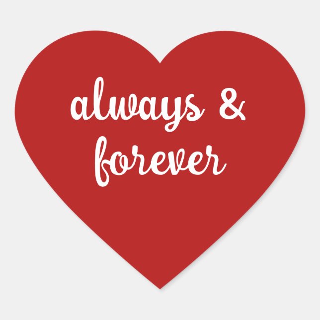 Red Heart ''Always & forever'' for Valentine's  Heart Sticker (Front)